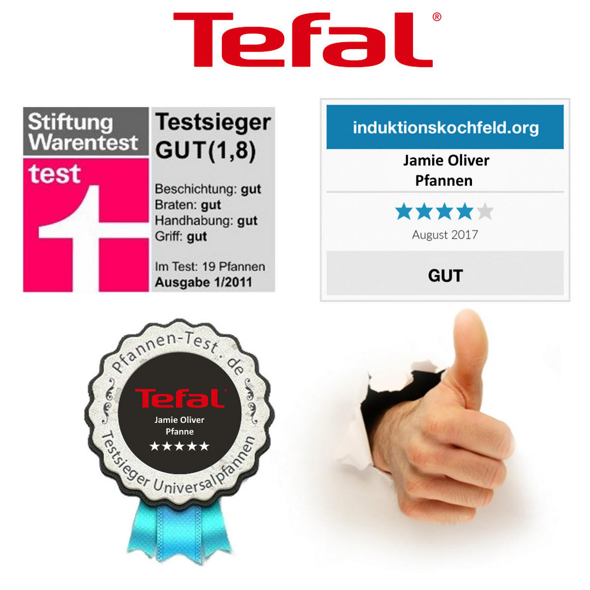 BRATPFANNE SET B12595, 3tlg, Pfannen Set, Antihaft, Induktion, Edelstahl, Küchenpfanne, Bratpfannen Set, Kochen, Braten, Herd, Gas, Ceran, Küche - Silberfarben, Metall (28cm) - Tefal