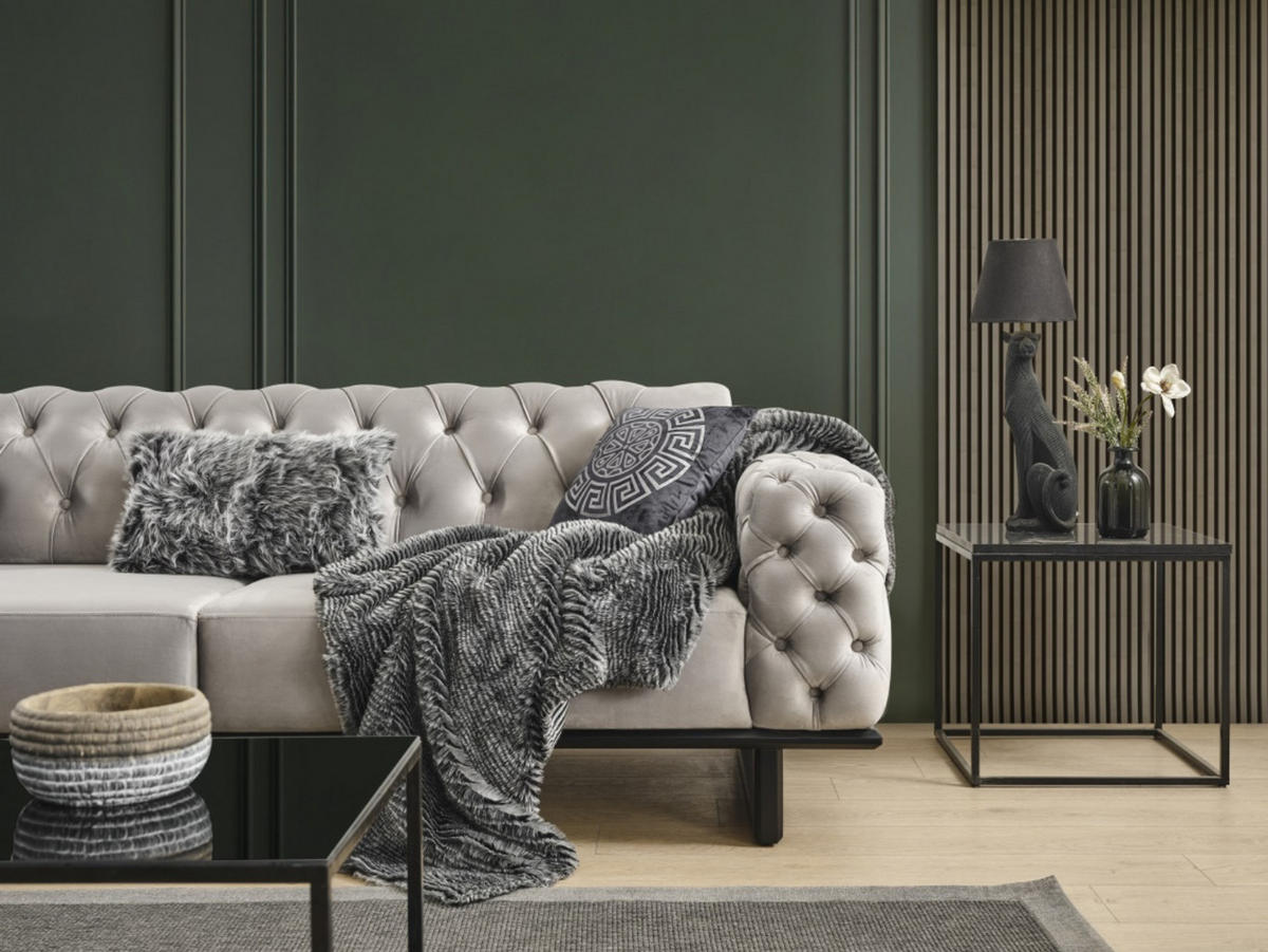 3-SITZER Sofa ZEN SOFA, Seidengrau - Hellgrau, Holz/Textil (270/80/100cm) - Villa Möbel