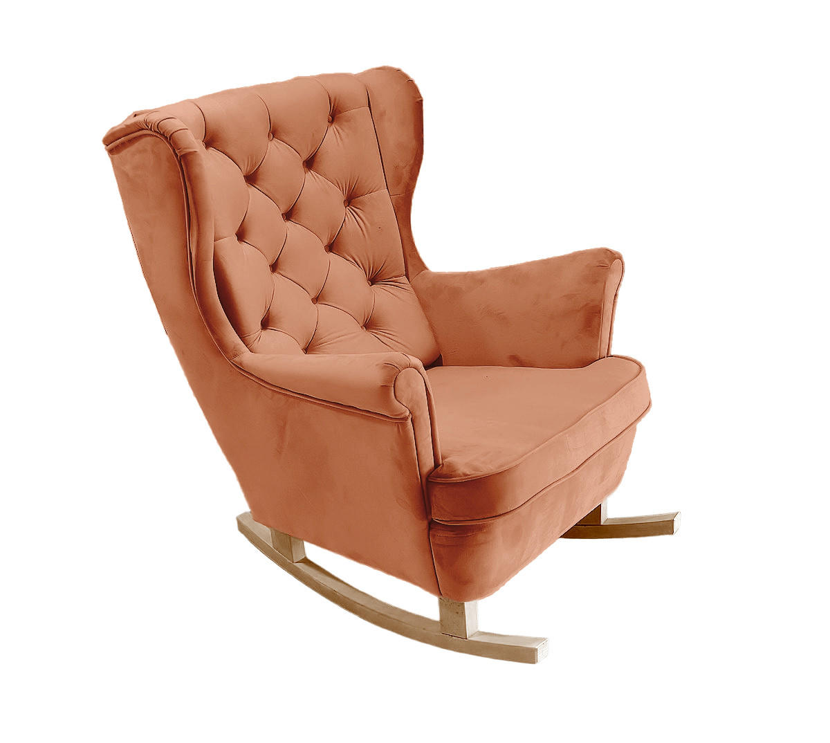 SCHAUKELSESSEL mit gepolstertem Sitz und Armlehnen, 102x81x95 cm, Orange_29823 - Buchefarben/Kupferfarben, Holz/Textil (81/102/95cm) - DomoHome