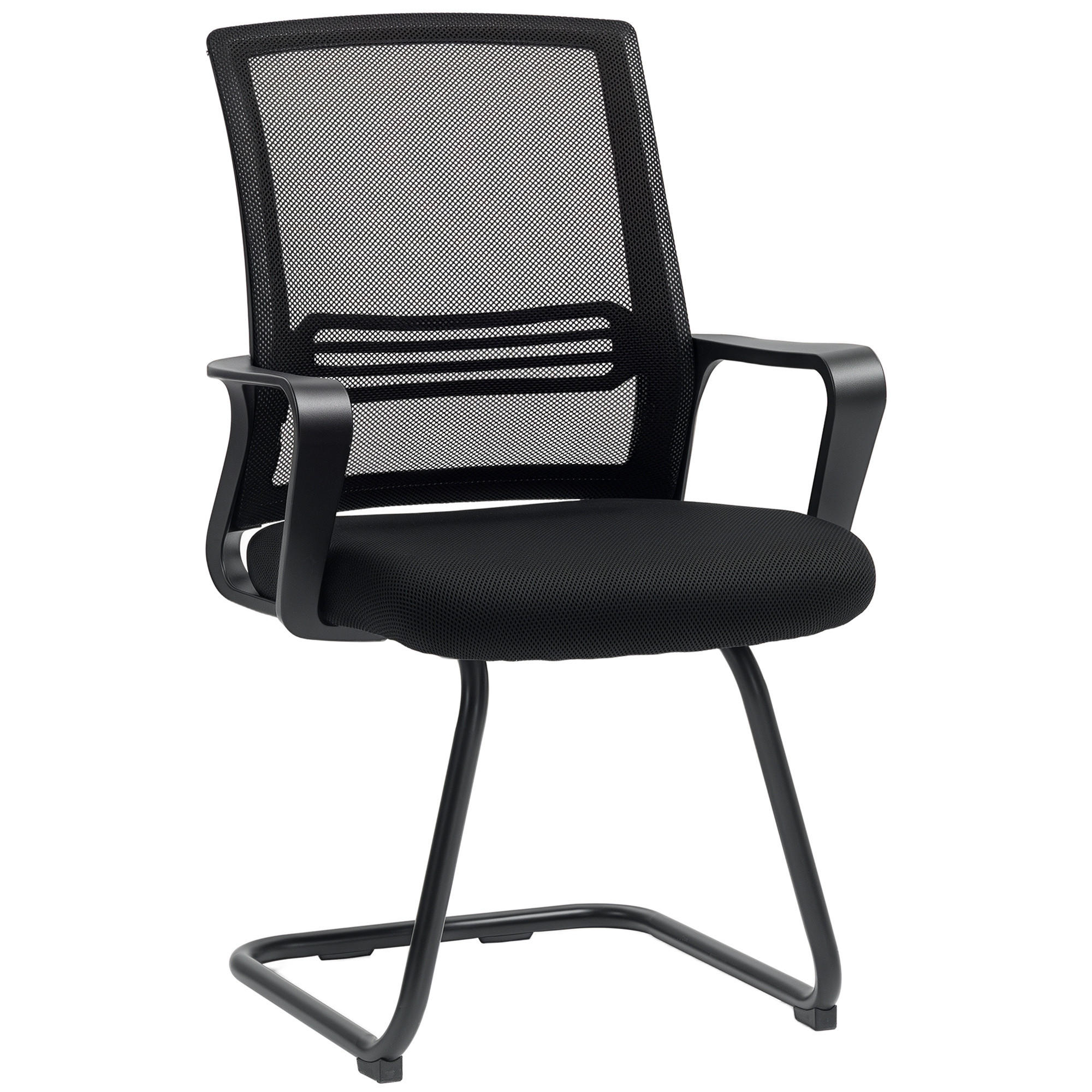 BÜROSTUHL DE-05162 Netzstoff & Schaukelsitz mit Kufenbasis Schwarz - Schwarz, Metall (57.5/93/58.5cm) - ComfortXL