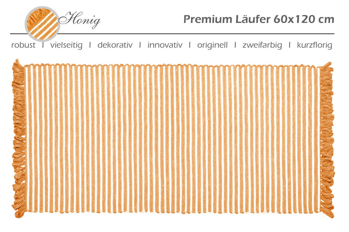 HANDGEWEBTER Läufer 60x120 cm Honig - Honig, Naturmaterialien/Textil (60/120cm) - Lashuma