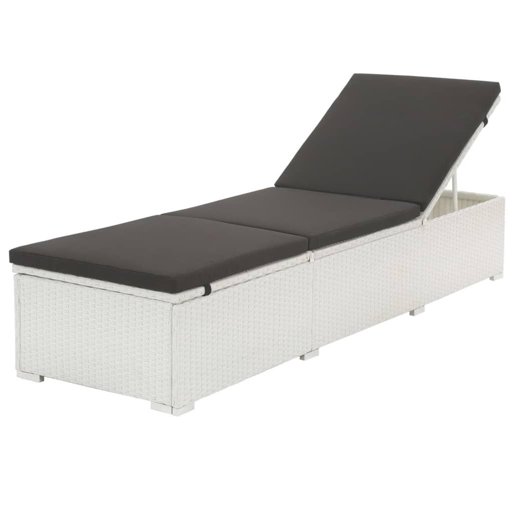 SONNENLIEGE mit Auflage Poly Rattan Weiß - Weiß, Kunststoff (60/68/195cm) - furnicato