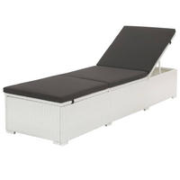 SONNENLIEGE mit Auflage Poly Rattan Weiß - Weiß, Kunststoff (60/68/195cm) - furnicato