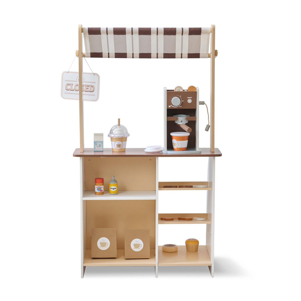 KAFFEESTAND Holz mit Espressomaschine, 60cm, Braun - Braun, Holzwerkstoff (31/102/60cm) - Teamson Kids