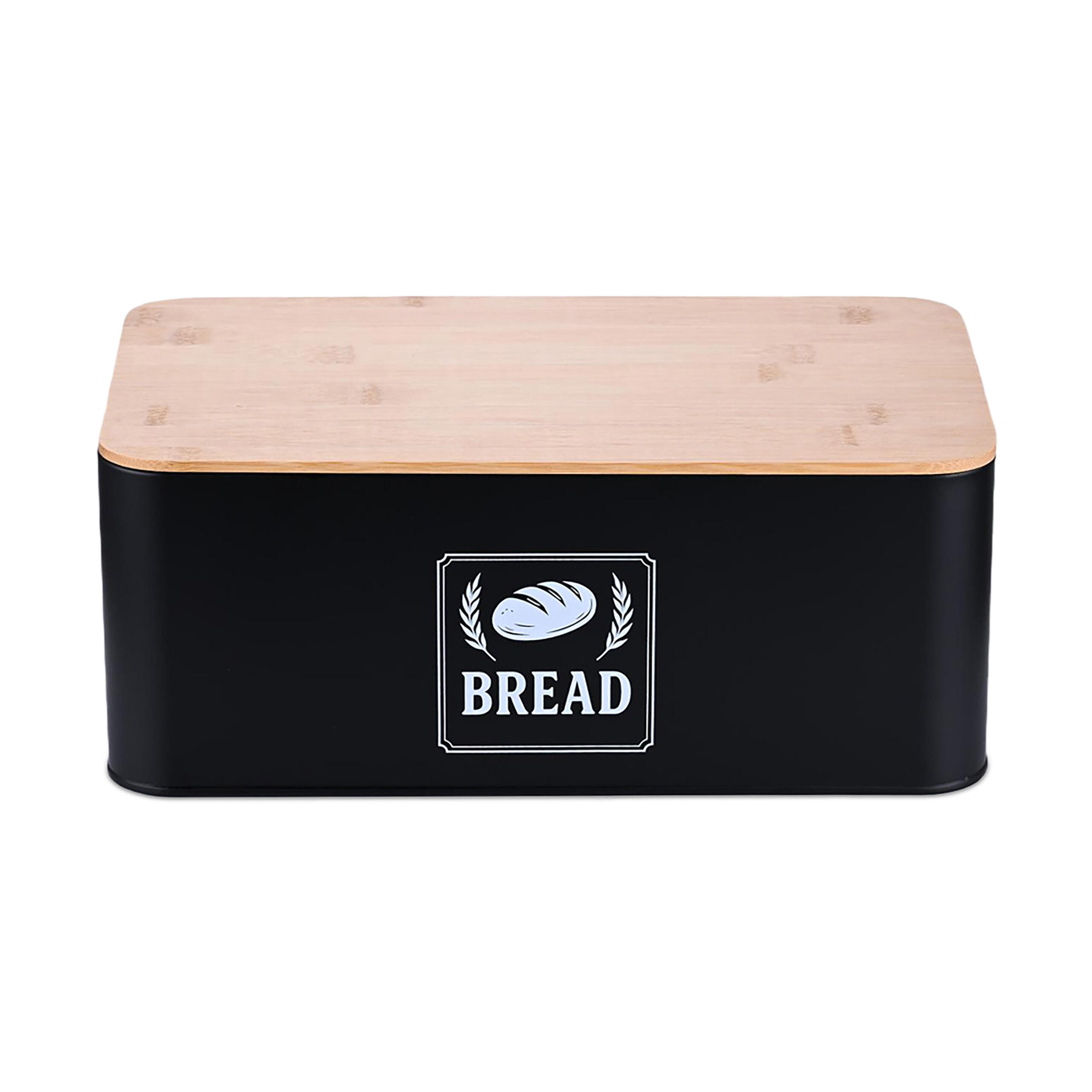 BROTKASTEN - Schwarz, Holz/Metall (33/13.5/18cm) - Relaxdays