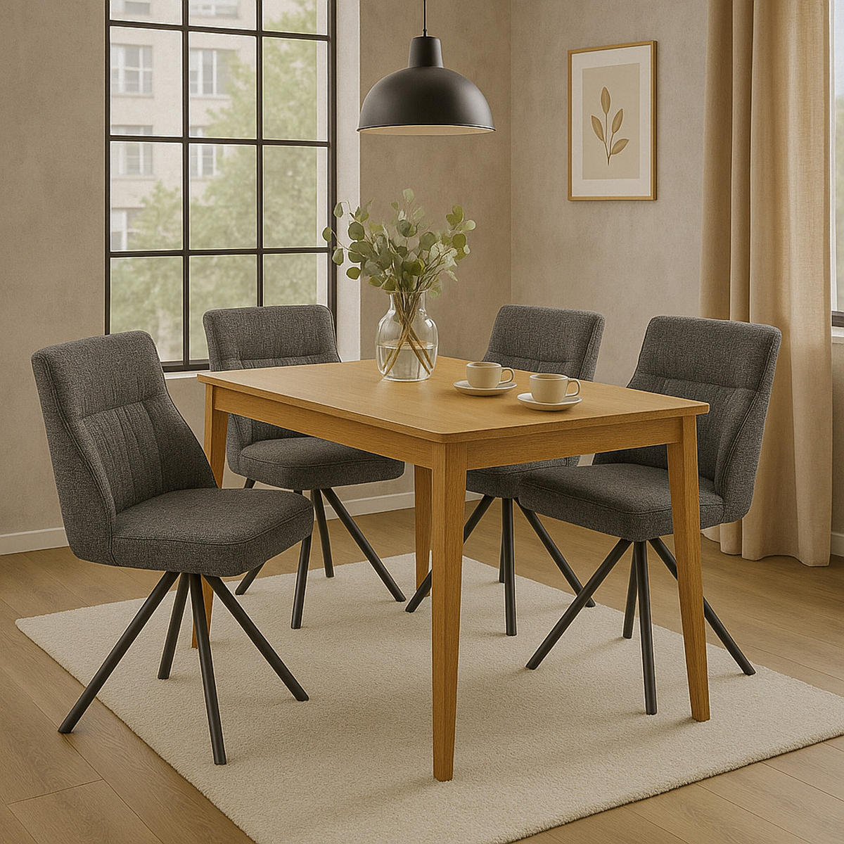 ESSZIMMERSTUHL SERINA 2er-Set - Dunkelgrau/Schwarz, Textil/Metall (49/83/62cm) - DUBI Möbel
