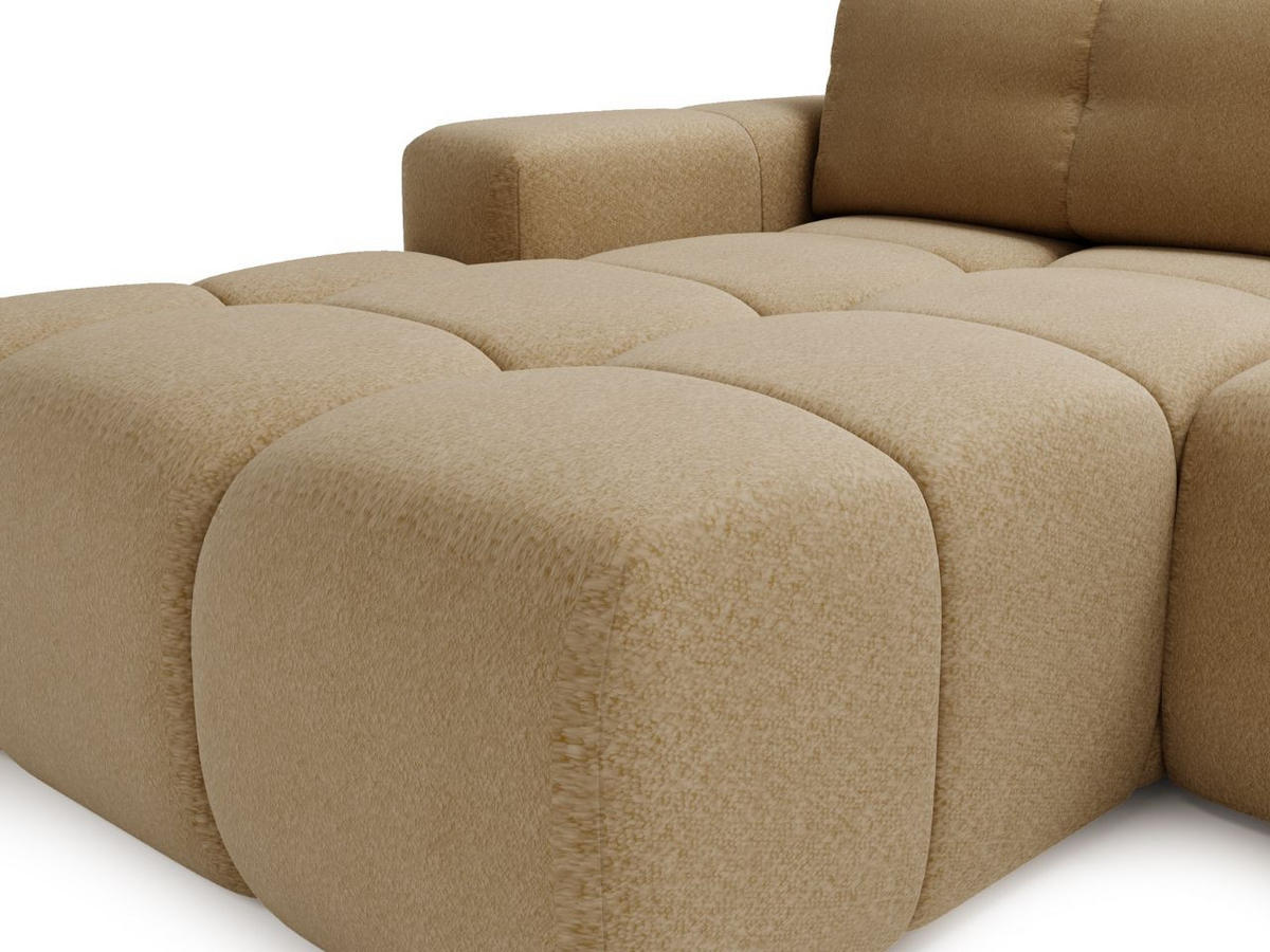 ECKSOFA Montero Bouclé-Stoff Hellbraun Links - Hellbraun, Holz/Textil (280/177cm) - Graingold