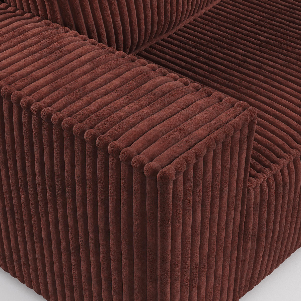 ECKSOFA Maze Ziegelfarbe Plüsch - Rechts Seite - Rostfarben/Schwarz, Holz/Holzwerkstoff (294/185cm) - Maison de Reve