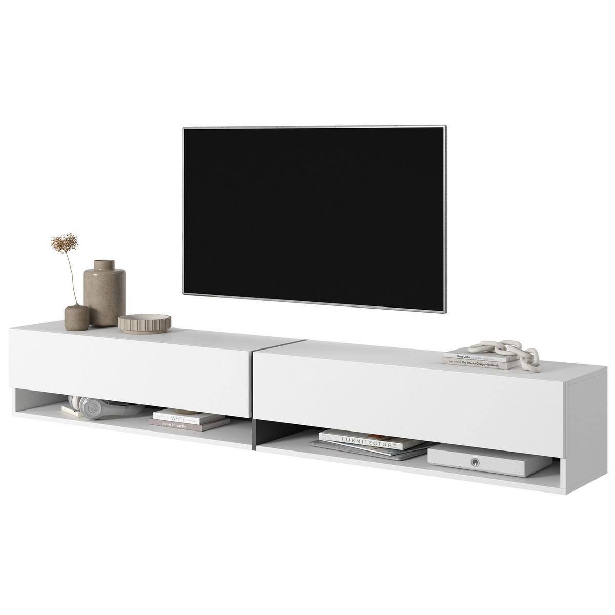 TV-HÄNGEBOARD Mirrgo Weiß / Grafitgrau 200 cm - Weiß, Holzwerkstoff (200/30/31.6cm) - Selsey