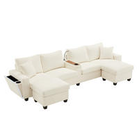 ECKSOFA aus Cord in Beige mit LED Beleuchtung & smarten USB-Anschlüssen - Beige, Textil (128/334cm) - Urban Meuble