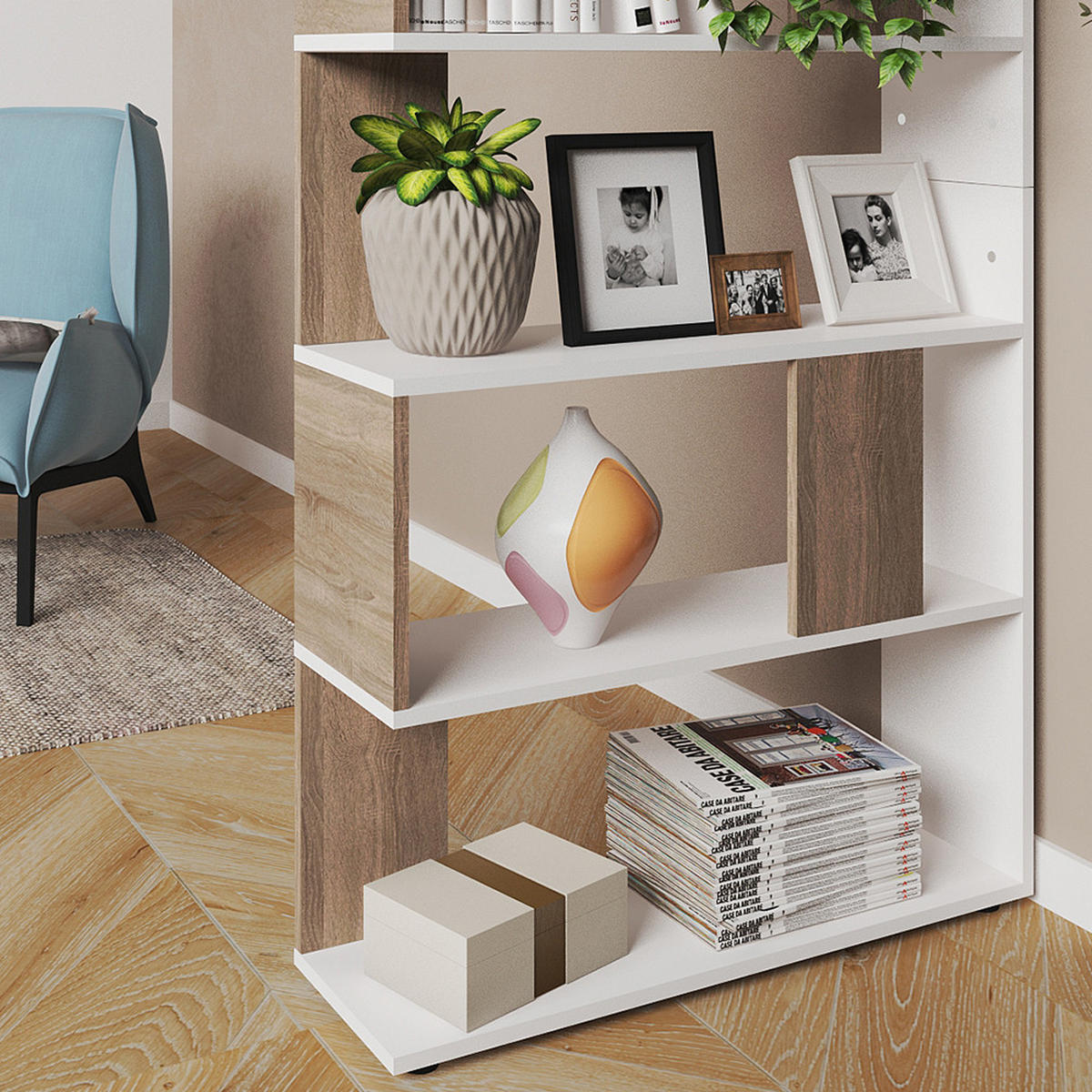 RAUMTEILER Sonoma 80 x 162.6 cm - Weiß/Sonoma Eiche, Holzwerkstoff (80/162.6/23.6cm) - Vicco