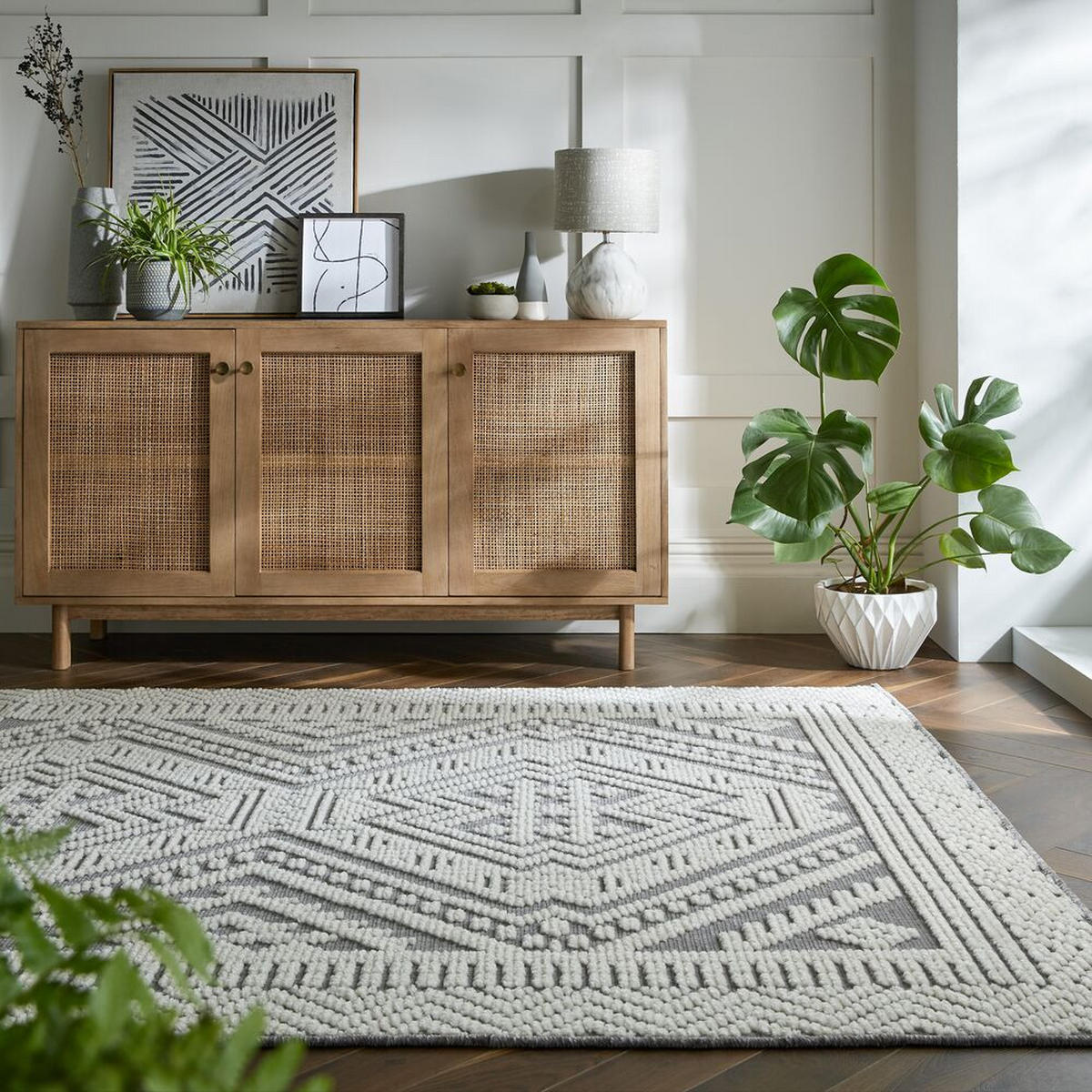 TEPPICH Geo-Muster, maschinenwaschbar, robust OTTER GREG, Grau 160x240 cm - Grau, Textil (160/240cm) - KADIMA DESIGN