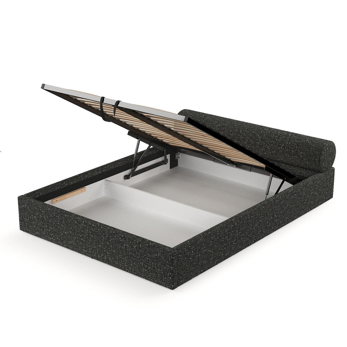 POLSTERBETT Solvo mit Stauraum 180/200 cm Schwarz im Blur Stoff - Schwarz/Naturfarben, Holz/Holzwerkstoff (180/200cm) - AltaBeds