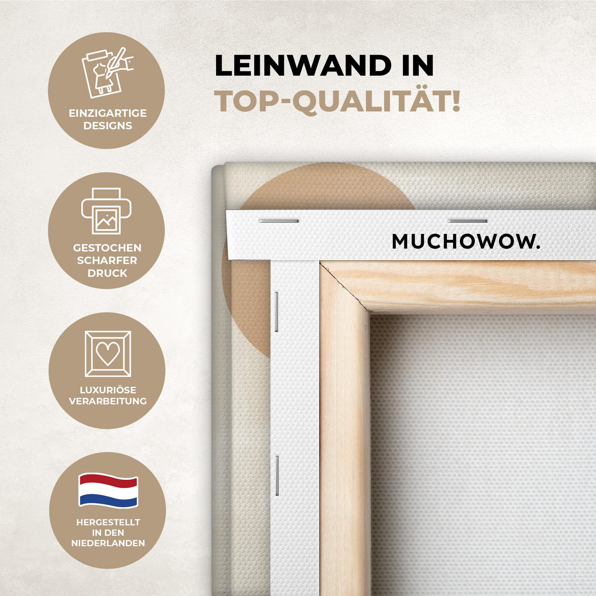 LEINWANDBILD Japandi - Landschaft - Beige 30x40 cm - Cognac, Textil (30/40cm) - MuchoWow