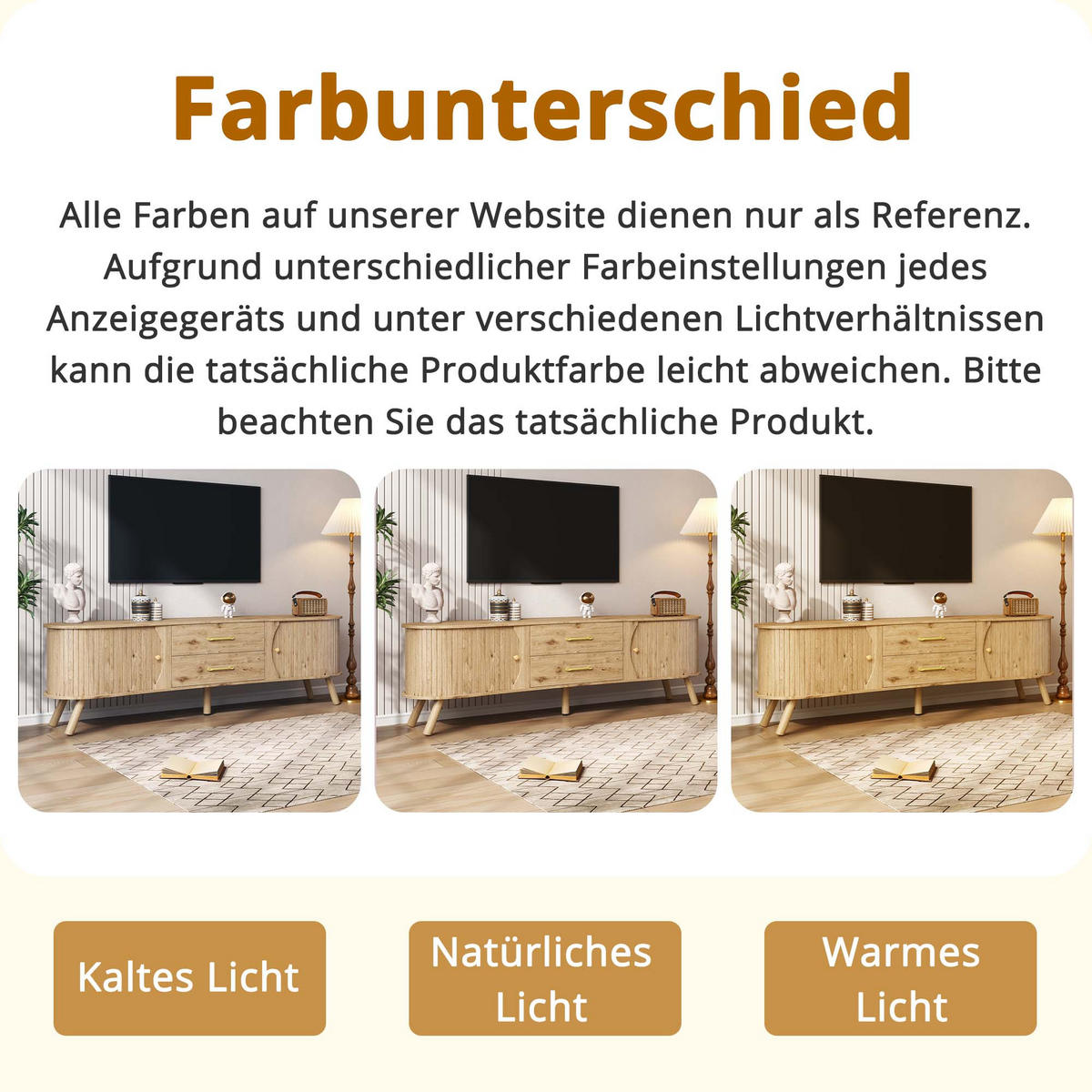 TV-SCHRANK Skandi Holzoptik Schiebetüren Schubladen MDF - Naturfarben, Holzwerkstoff (36.5/55/160cm) - FLIEKS