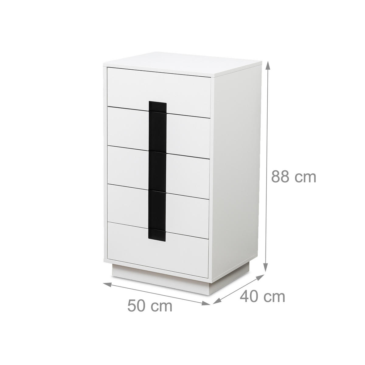 KOMODA - biela, kompozitné drevo (50/88/40cm) - Relaxdays