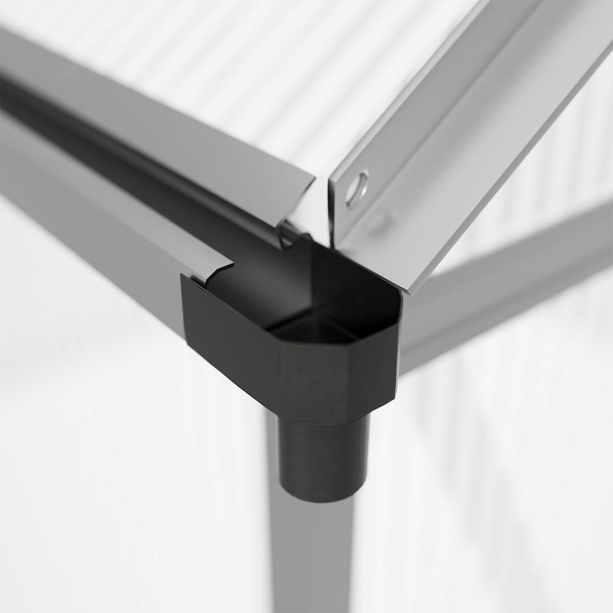 GEWÄCHSHAUS 3,6 m² inkl. Fundament 190x190x198 cm - Silberfarben, Metall (190/198/190cm) - Juskys