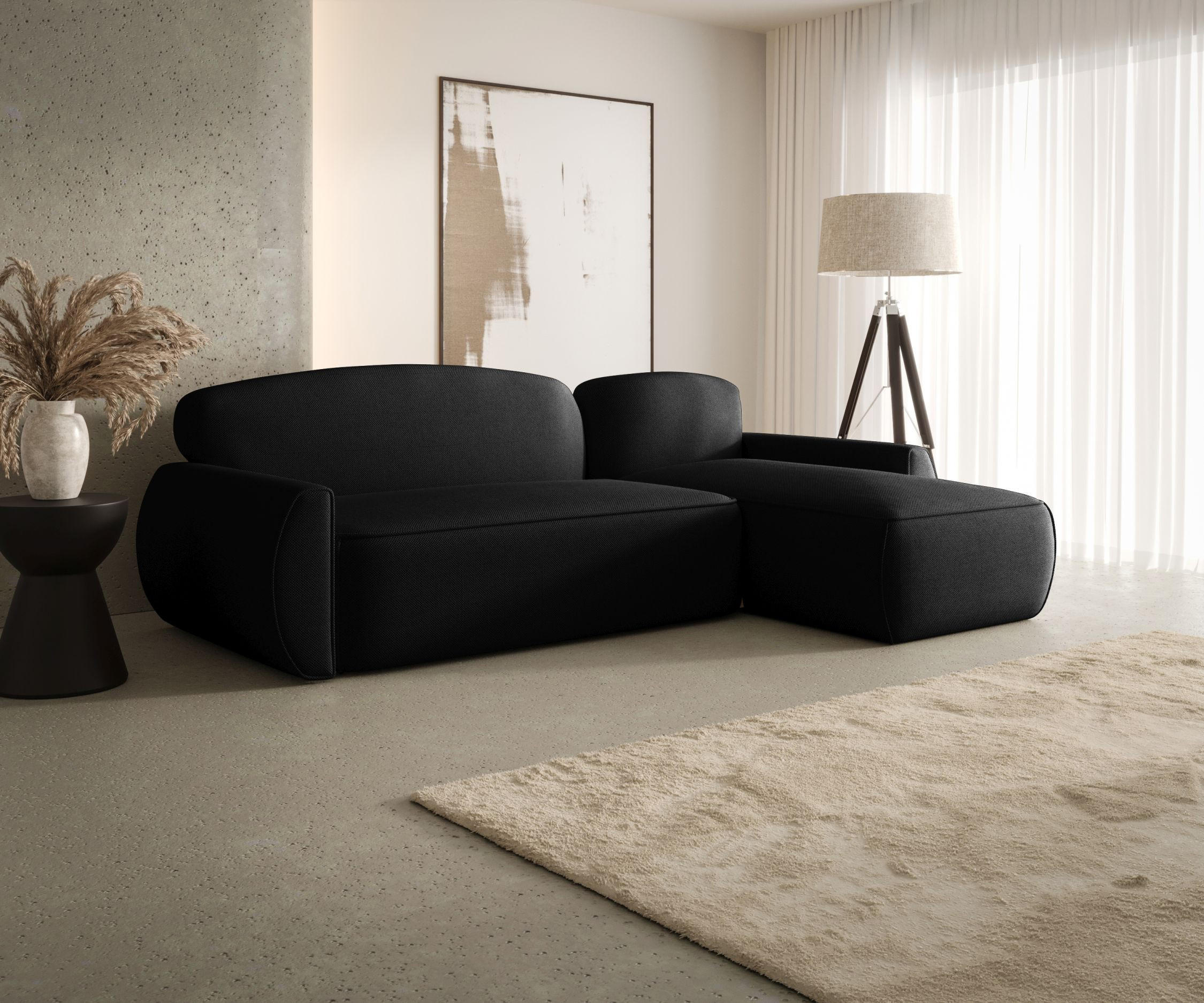 ECKSOFA mit Schlaffunktion LUCAS Curio 99 Rechts - Schwarz, Textil (240/145cm) - Bedante