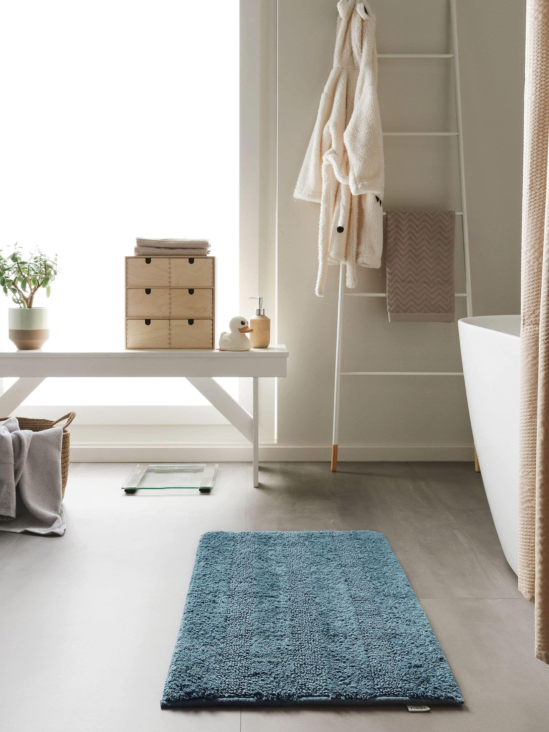 BADEMATTE Ilka Petrol 50x80 cm - Petrol, Textil (50/80cm) - benuta Nest