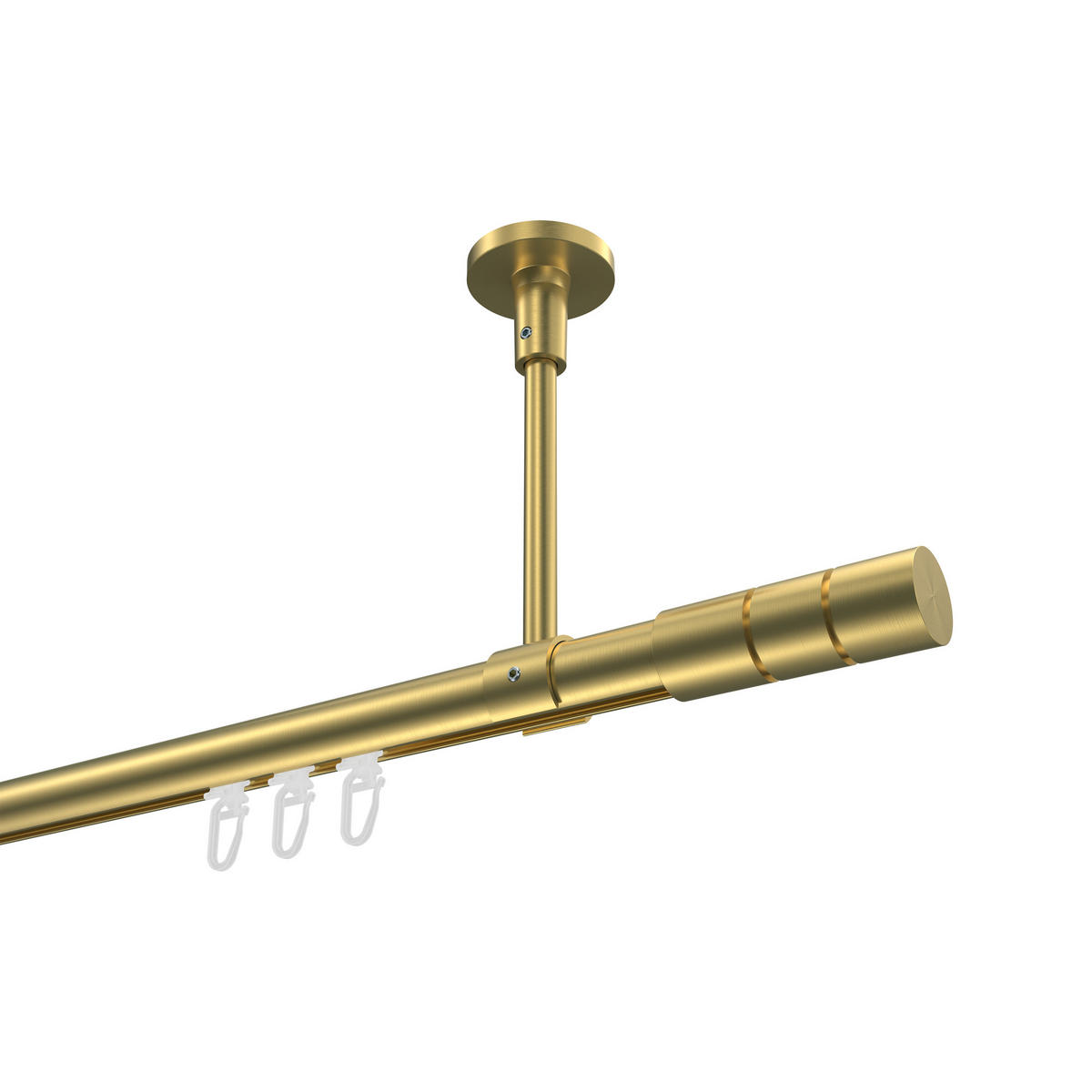 INNENLAUF-GARDINENSTANGEN-SET Sonette Elanto 300 cm (geteilt in 3 x 100 cm), 1-läufig, 20 mm Ø Messing-Optik - Messingfarben, Metall (300cm) - INTERDECO