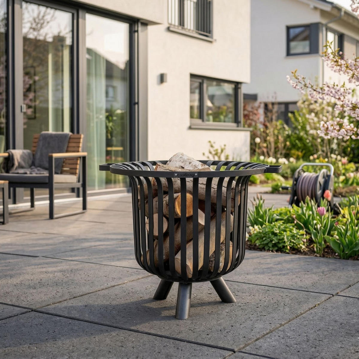 FEUERKORB Tennessee Stahl rund Ø 60 cm - Schwarz, Metall (60/52/60cm) - Mr. Deko