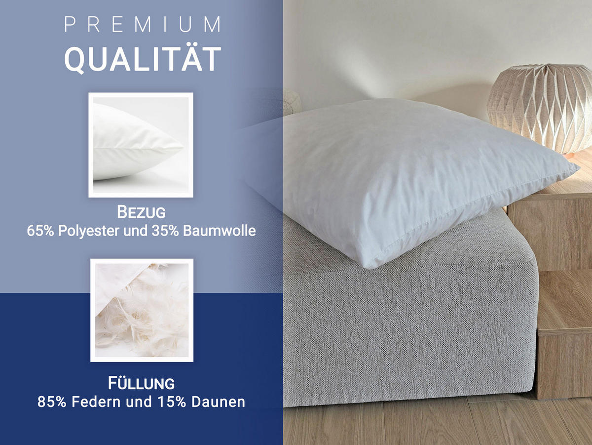 KISSEN, 80x80 cm, 85% Federn, 15% Daune - Weiß, Kunststoff (80/80cm) - Zollner