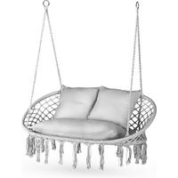 HÄNGESESSEL für 2 Personen mit Kissen 130/75/37 cm, bis 200 kg - Grau, Textil (130/108/75cm) - Outtec