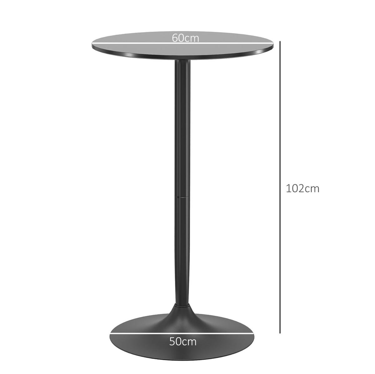 RUNDER Bartisch 60/60/102 cm mit Metallgestell in Schwarz - Schwarz, Holzwerkstoff (60/60/102cm) - BEAOK