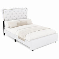 BETT gepolstert 90x200 cm mit 2 Schubladen Hellbeige - Beige, Metall (90/200cm) - Meubliv