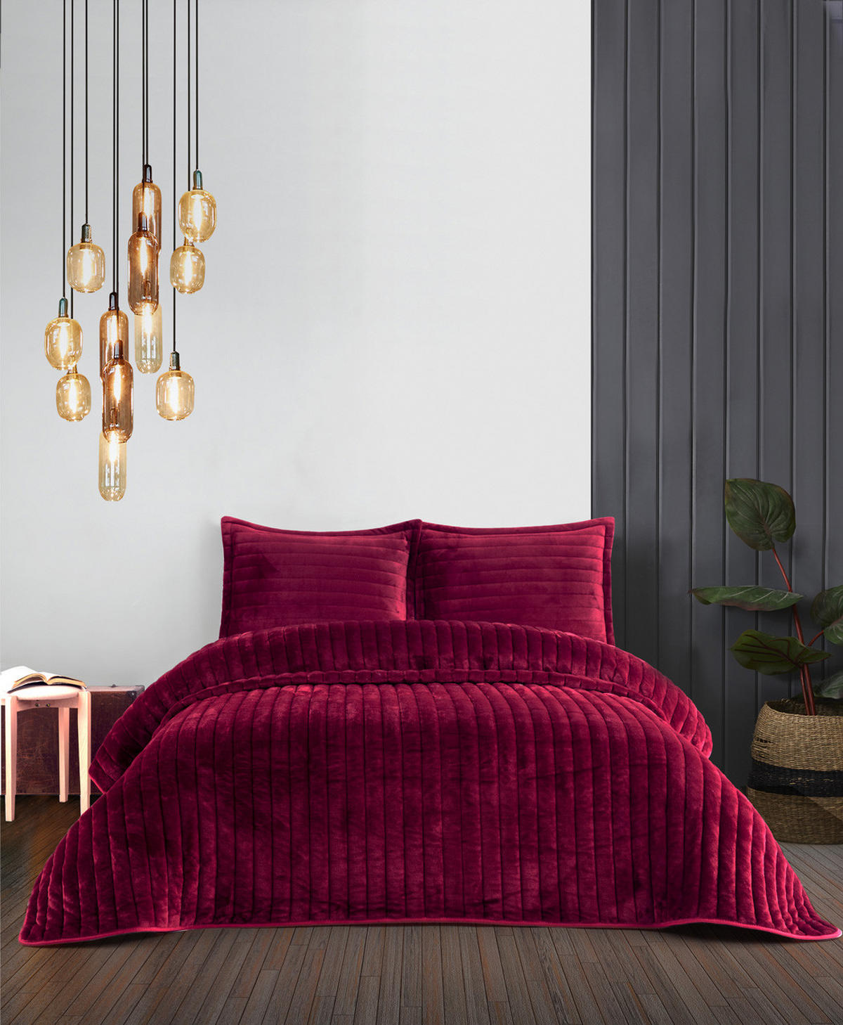 TAGESDECKE 230/260 cm Set 3-teilig mit Kissenbezügen #01 Rot - Rot, Textil (230/260cm) - ROLFNERS