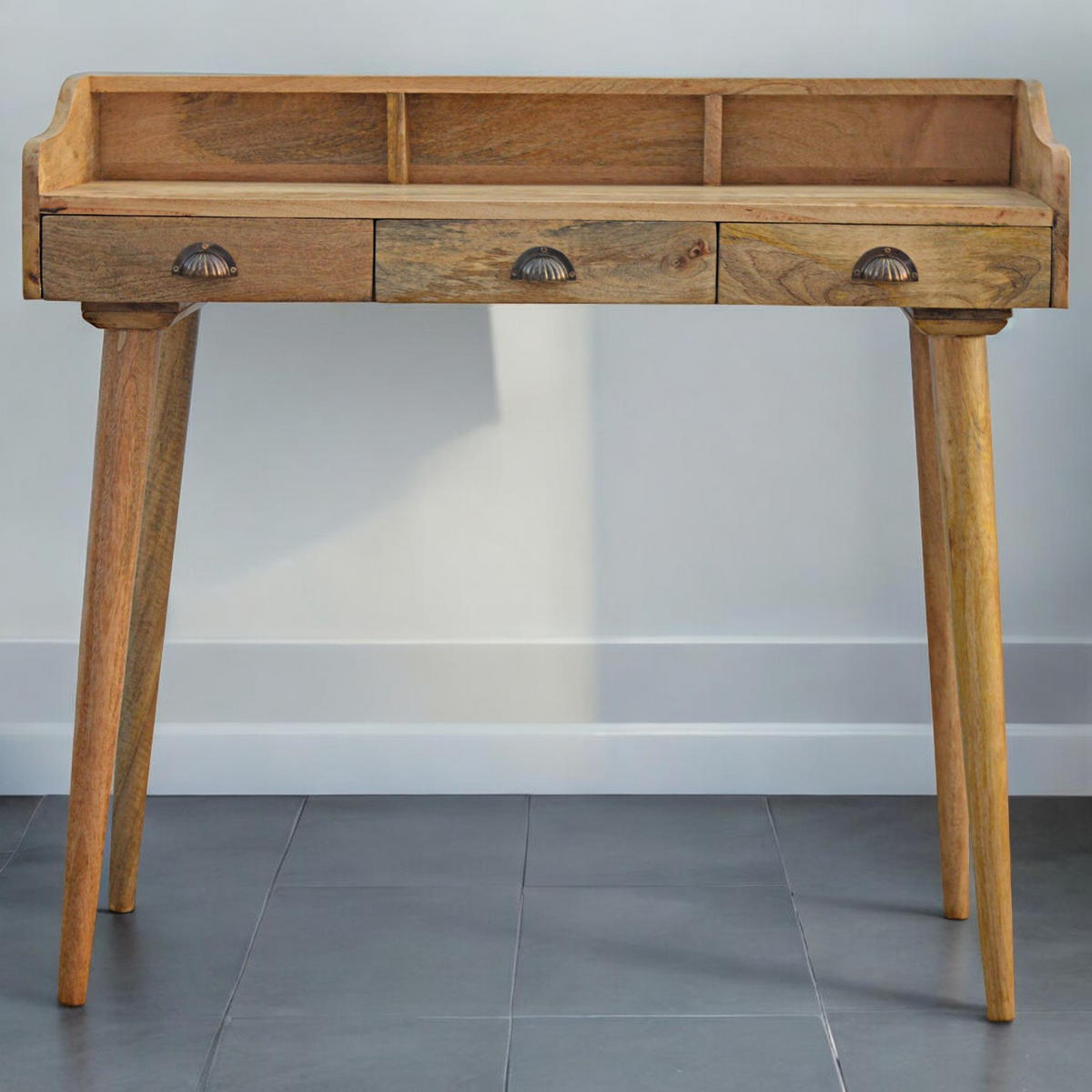 SCHREIBTISCH mit 3 Schubladen - Messingfarben/Braun, Holz/Metall (45/100/90cm) - Artisan Furniture