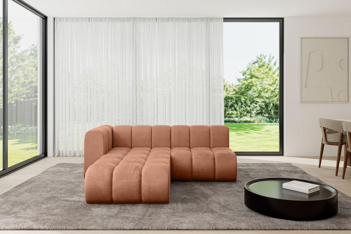 ECKSOFA modulares Sofa Darnel-L1 - 205x177x70 cm Apricot - Koralle, Holzwerkstoff/Textil (205/177cm) - ALTDECOR