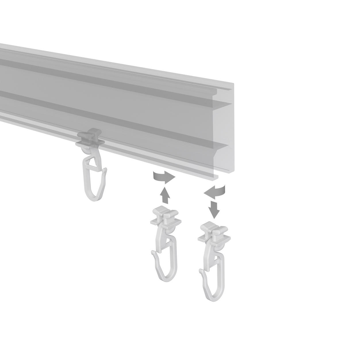 DREHGLEITER DREHFIX MIT FALTENHAKEN für Innenläufe / Gardinenschienen mit Nutbreite 6 mm, Packung 100 Stück - Weiß, Kunststoff (1.1/3.3/1cm) - INTERDECO