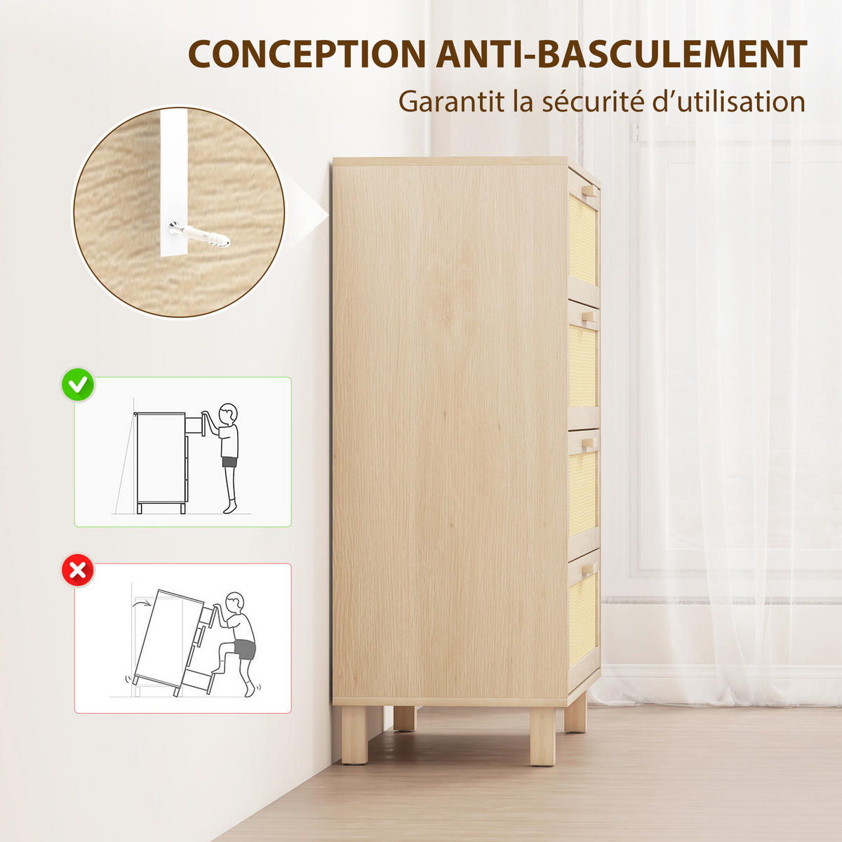 KOMMODE Naturfarben 80/40/103 cm - Naturfarben, Kunststoff (80/103/40cm) - PANGIVO