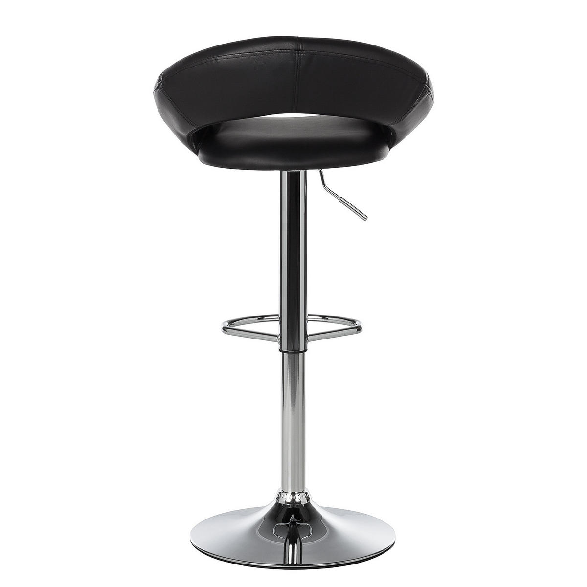 BARSTUHL - Metall / Kunstleder - Chromfarben/Schwarz, Leder/Kunststoff (55/82/51cm) - home24