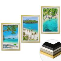 WANDBILDER 3er Set - 40x60 cm Goldrahmen - Strände, Palmen, klares Wasser - Goldfarben, Kunststoff (40/60cm) - ArtPrintCave
