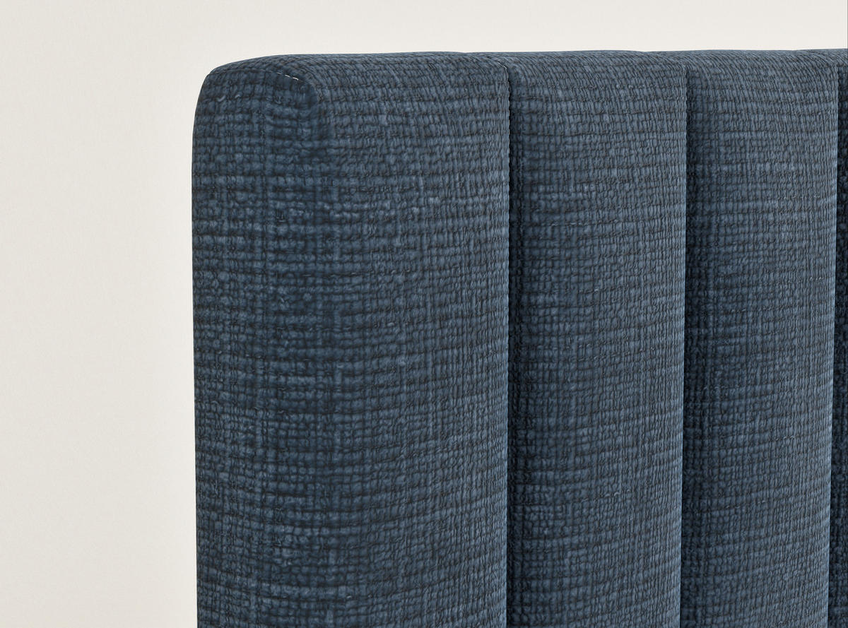 BOXBETT 180/200 cm Lovage S, in Marineblau, Matratze, gepolstertes Kopfteil, Bettkasten, H3 = fest - Schwarz/Dunkelblau, Holz/Holzwerkstoff (180/200cm) - Maison de Reve