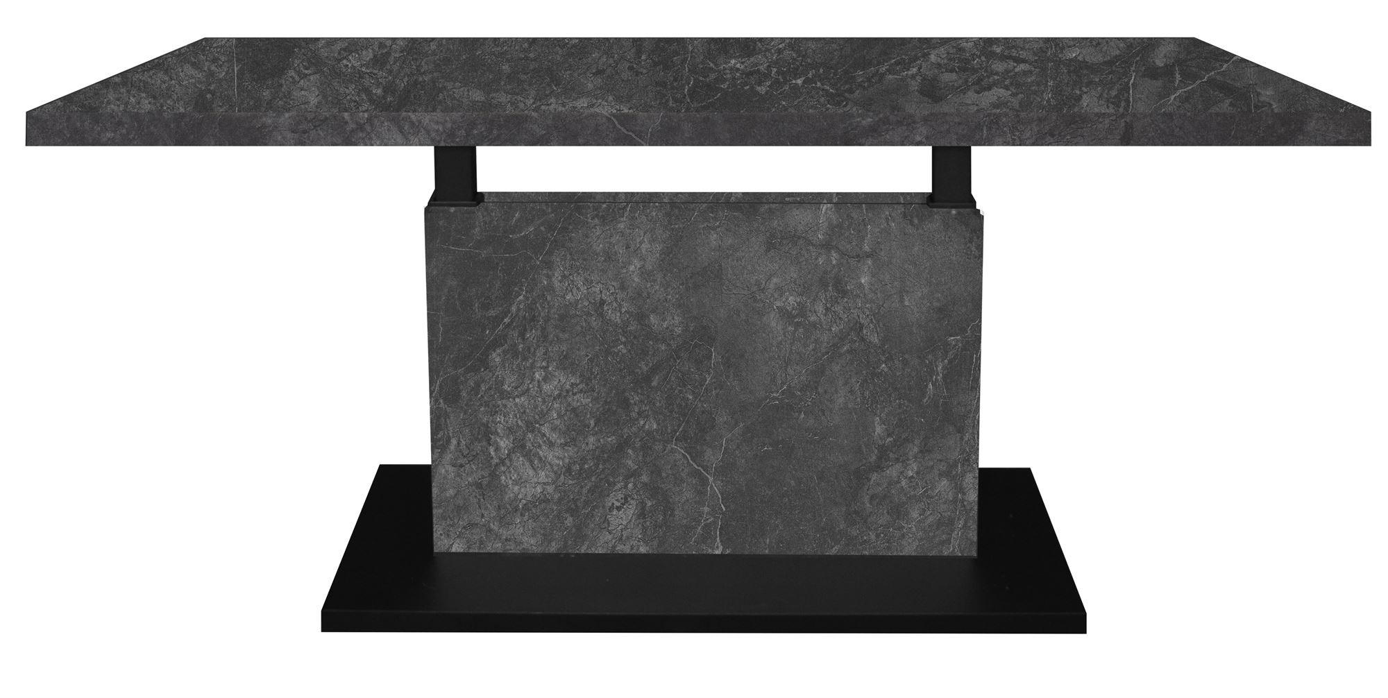 COUCHTISCH Höhenverstellbar Else 4 120x49x70 Holz Keramikoptik Grau - Schwarz/Grau, Holzwerkstoff (120/70/49cm) - 58aufmkessel