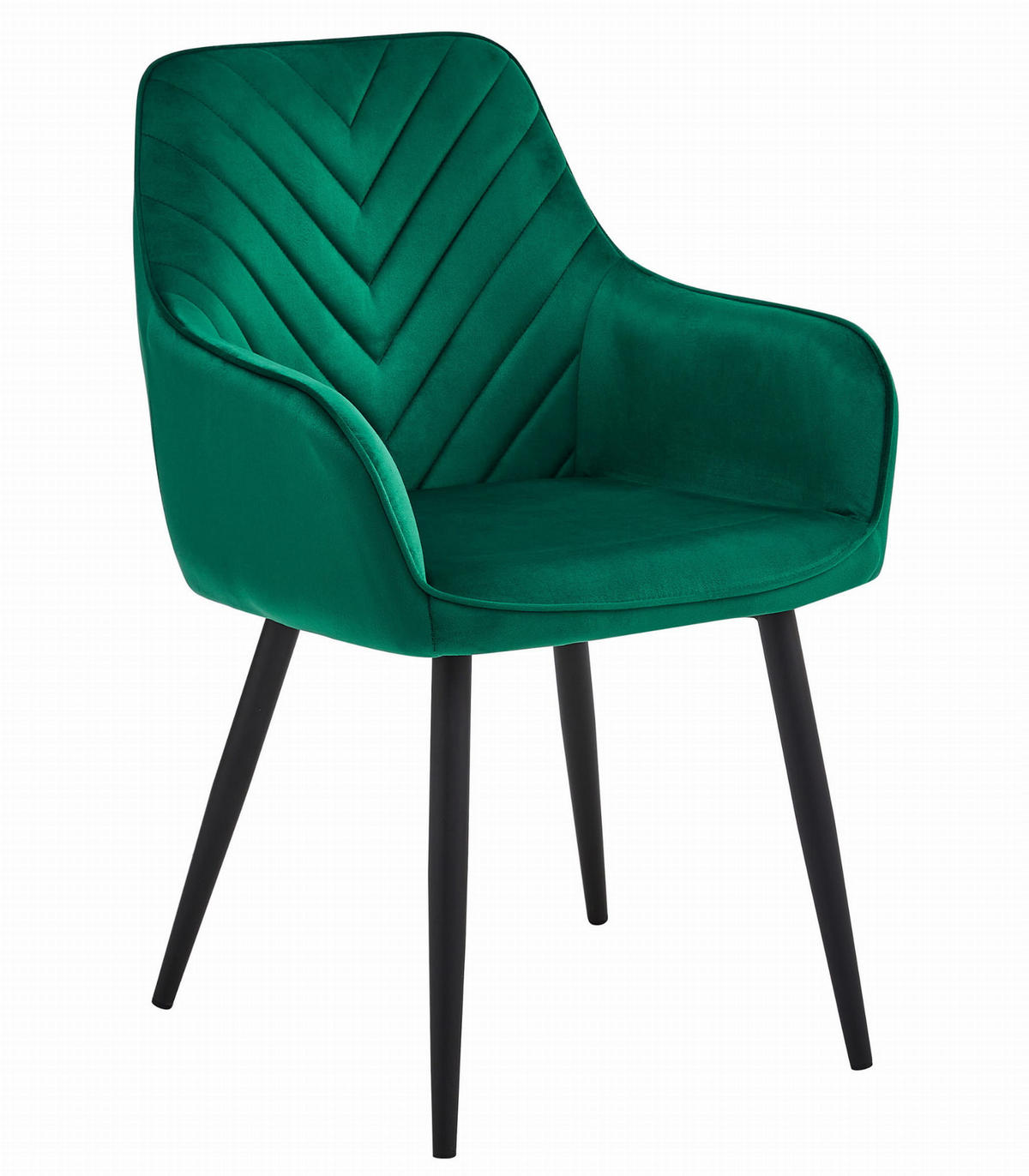 STUHL NEMI 1 Stück, Grün, Schwarz, mit Samtstoff gepolstert - Grün, Textil/Metall (54/84/61cm) - Komodee
