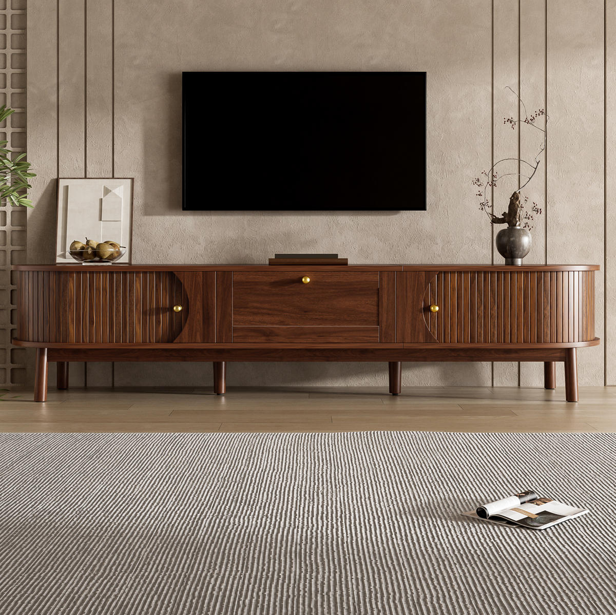 TV-SCHRANK mit Schublade und Schiebetüren 170 cm MDF Walnut - Braun, Holzwerkstoff (39.5/38/170cm) - Beauniv