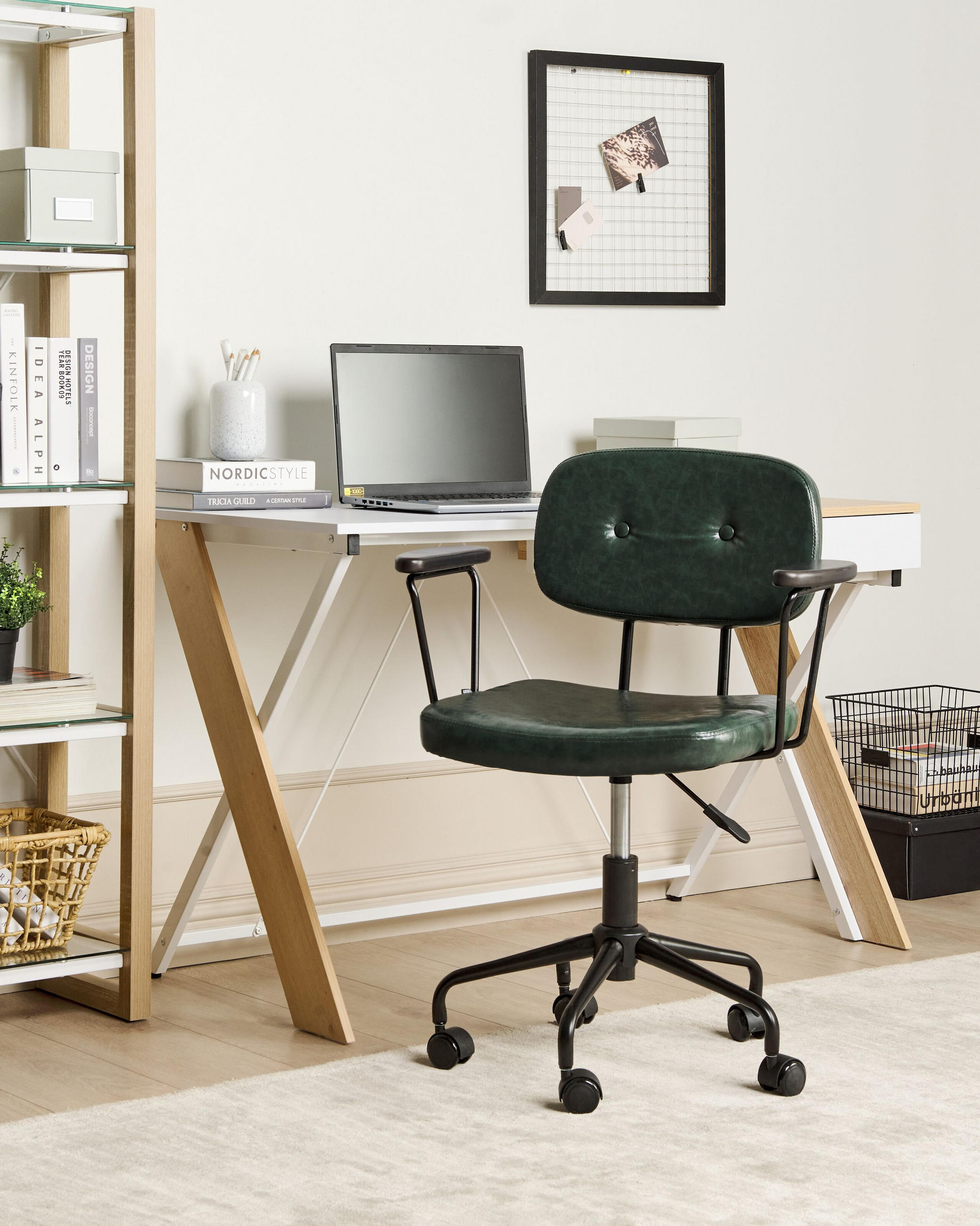BÜROSTUHL Kunstleder Dunkelgrün Algerita - Grün, Kunststoff (62/77/62cm) - Beliani