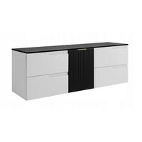 WASCHBECKUNTERSCHRANK MODERN 160 cm mit Arbeitsplatte Farbe: Schwarz mit geriffelter Vorderseite Farbe: Schwarz - Weiß - Weiß, Holzwerkstoff (160/57/46cm) - Rodan