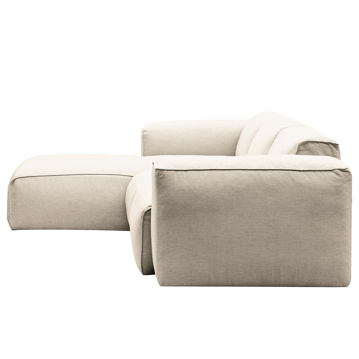 3-SITZER ECKSOFA mit Longchair - Beige/Schwarz, Kunststoff/Textil (251/173cm) - home24