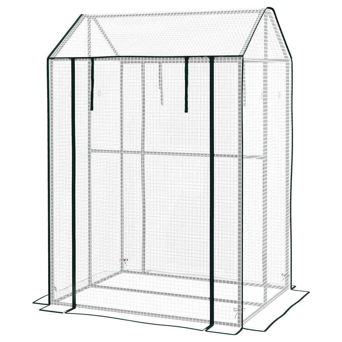 GEWÄCHSCHAUS DE-05699 Frühbeet, wetterbeständig, aufrollbare Tür Weiß/Grün - Weiß, Kunststoff/Metall (80/150/100cm) - ComfortXL