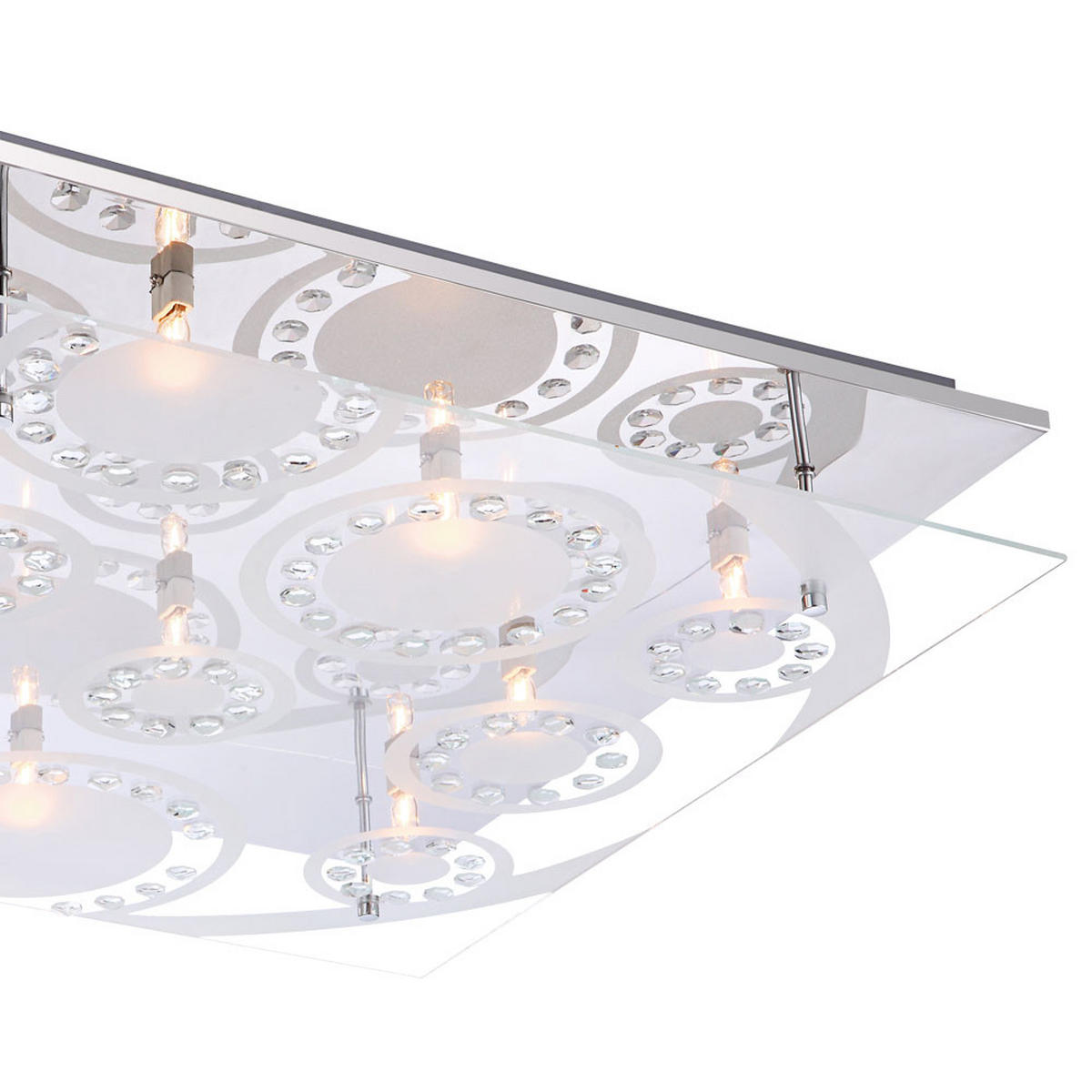 LED DECKENLEUCHTE Dianne Silber Chrom - Silberfarben, Glas (50/50/9cm) - Globo Lighting