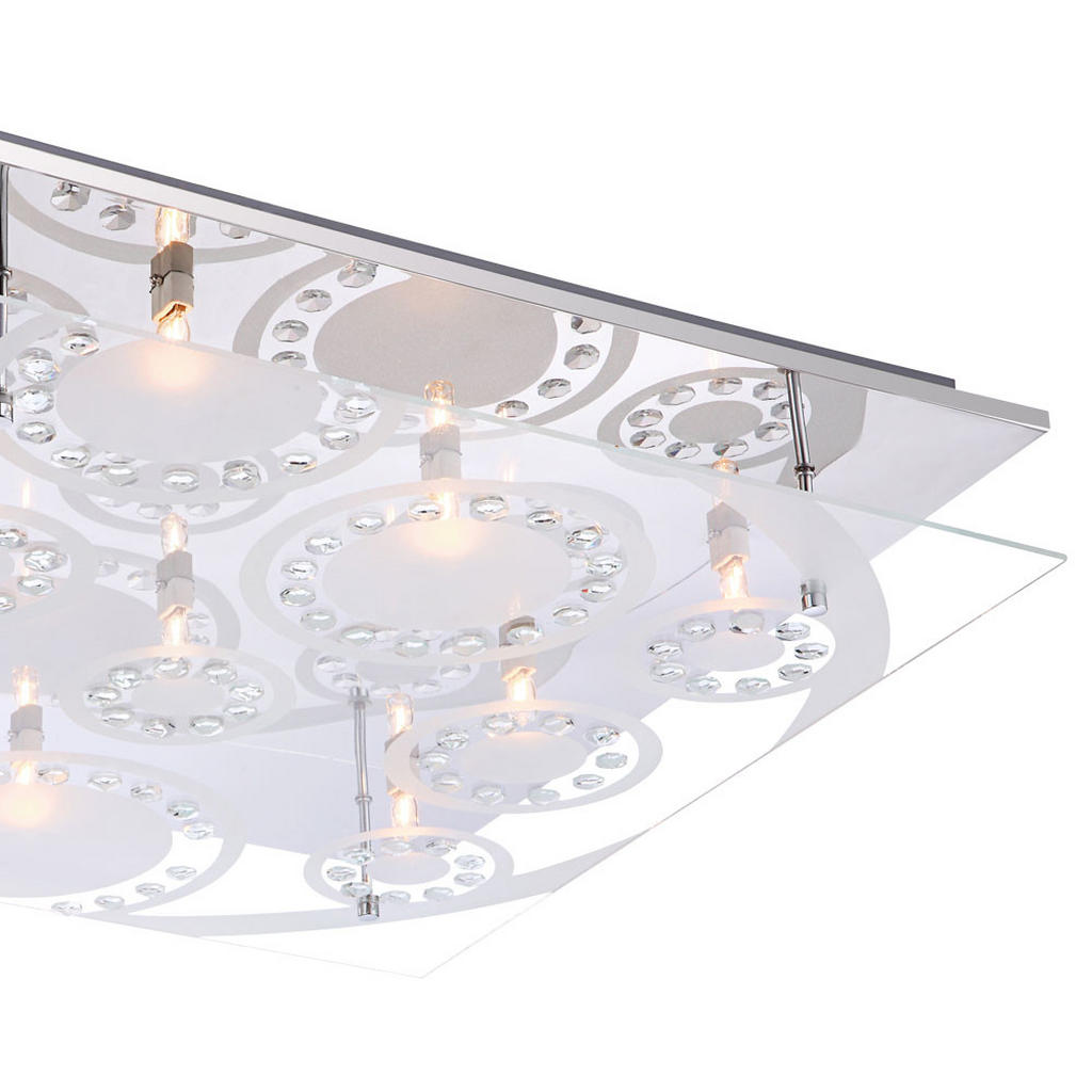 Thumbnail - Globo Lighting Led, Silber, Glas, Metall, 50x9x50 cm, Lampen & Leuchten, LED Beleuchtung, LED-Deckenleuchten