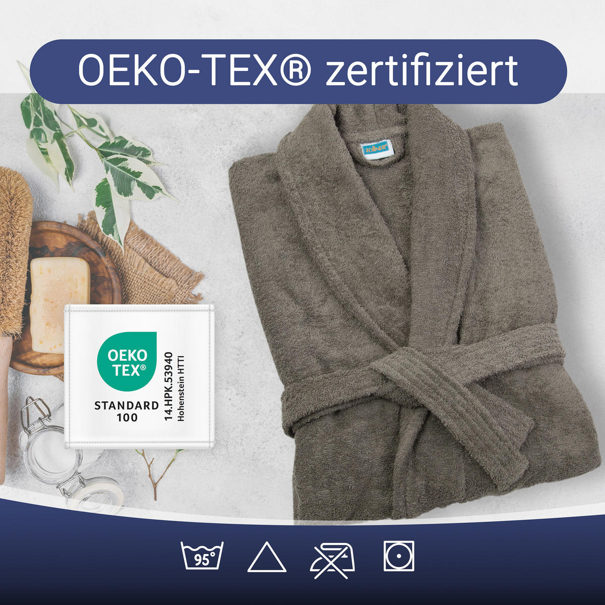 BADEMANTEL, XS, 100% Baumwolle, Braun-Grau - Grau, Textil (XSnull) - Zollner