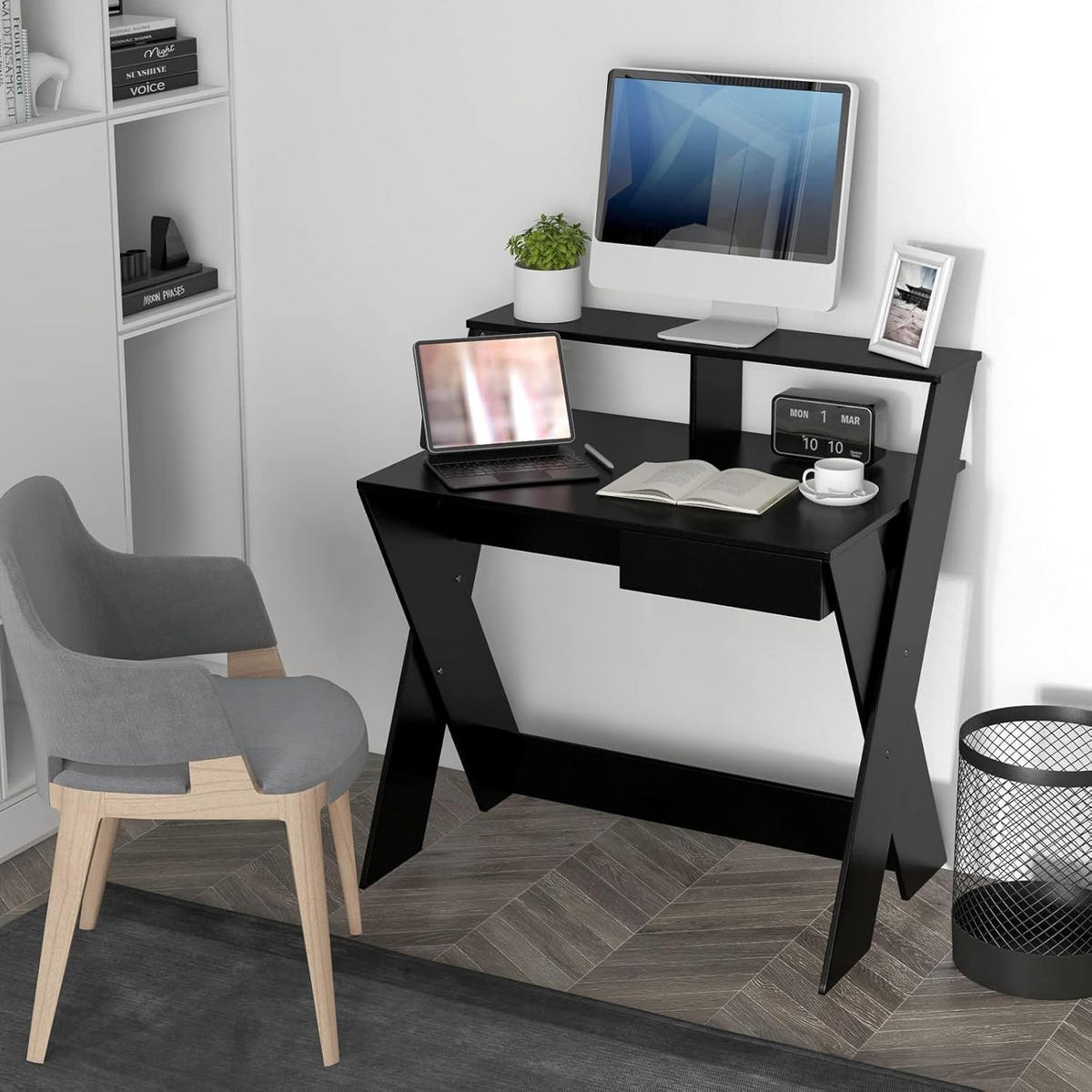 ARBETSBORD 94 cm Svart - Svart, Trä (61/90/94cm) - COSTWAY