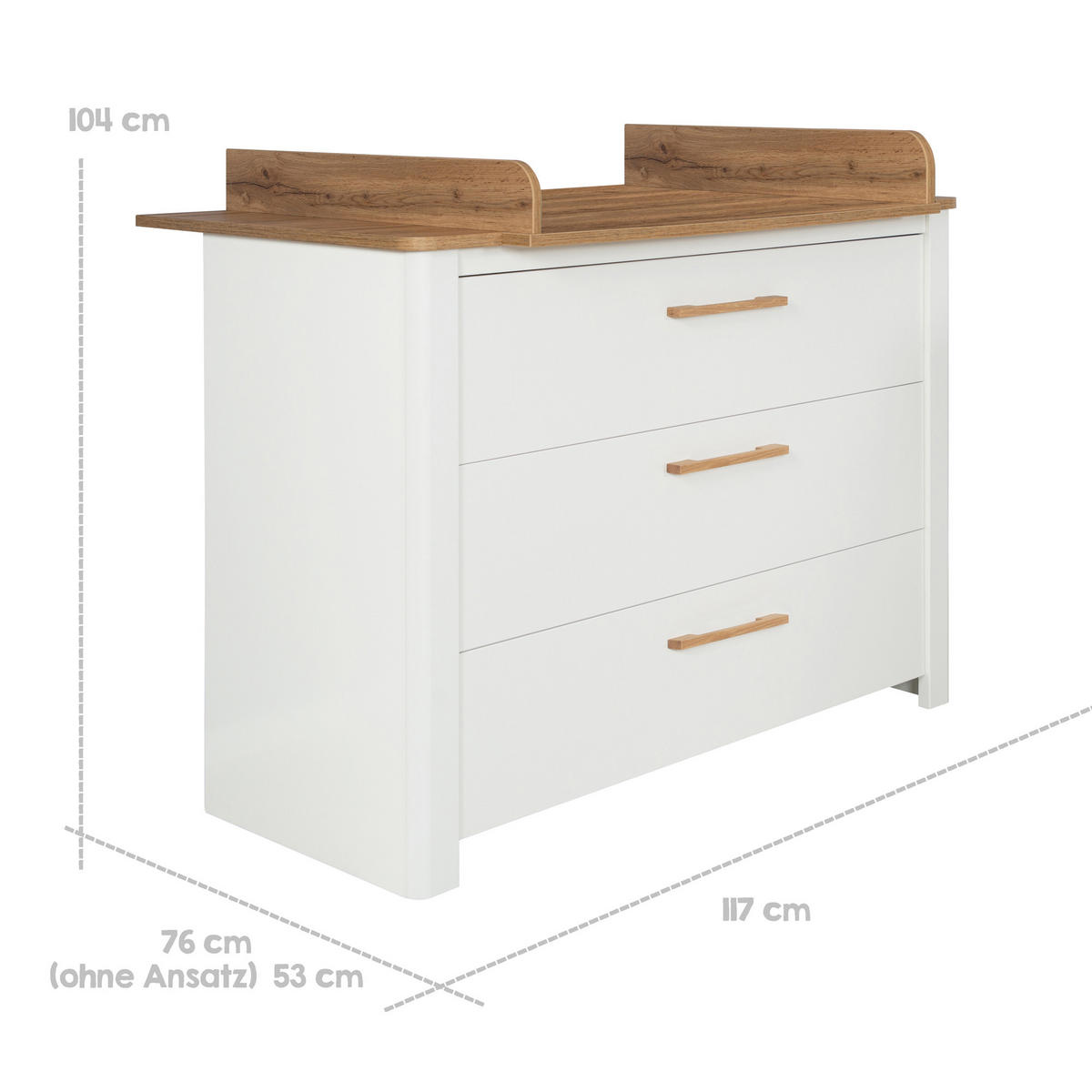 BABYZIMMER-SET Ava 3-teilig - Weiß, Holzwerkstoff (138.5/200/119cm) - Roba