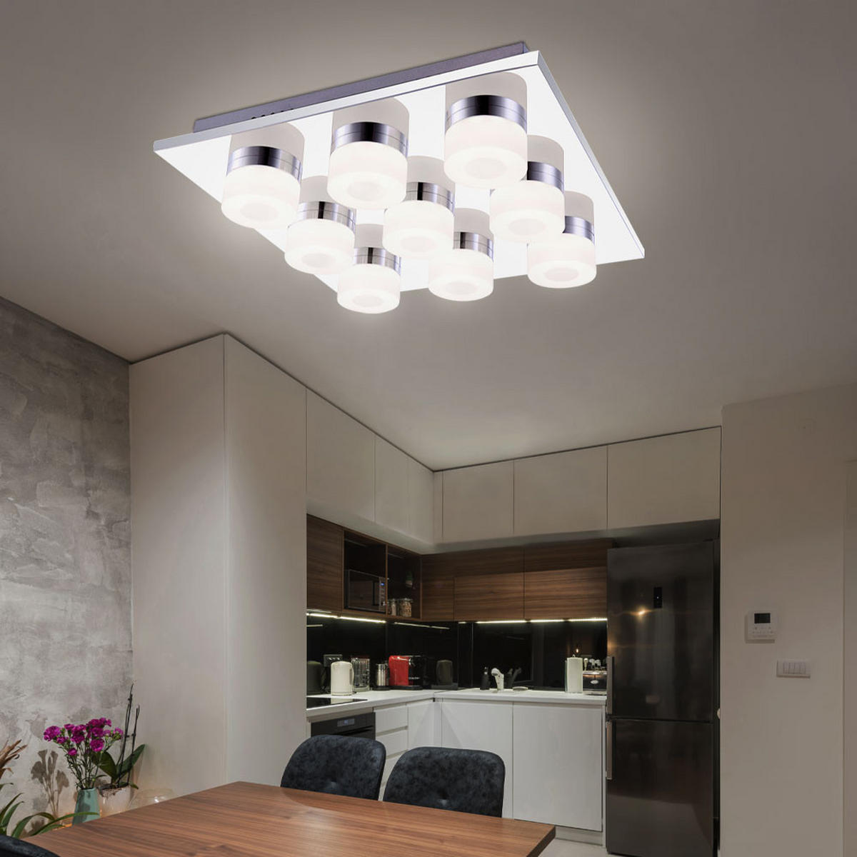 LED DECKENLEUCHTE Panamera Silber satiniert - Silberfarben, Metall (36/36/8cm) - Globo Lighting